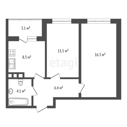 
   Продам 2-комнатную, 50 м², Николая Голодникова ул, 4/1

. Фото 9.