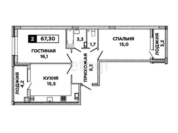 
   Продам 2-комнатную, 67 м², Николая Голодникова ул, 4

. Фото 30.