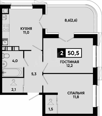 
  Продается 2-комн. квартира 60 м². Фото 6.