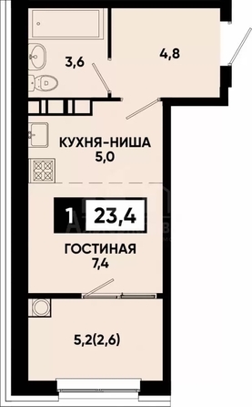
  Продается 1-комн. квартира 26 м². Фото 5.