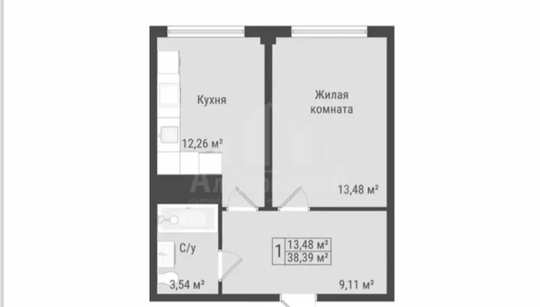 
  Продается 1-комн. квартира 38.39 м². Фото 14.