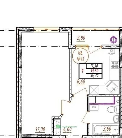 
  Продается 1-комн. квартира 36.3 м², в КП Жилой район Гармония. Фото 8.