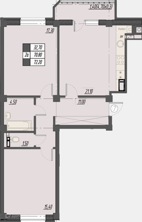 
  Продается 2-комн. квартира 72 м². Фото 16.
