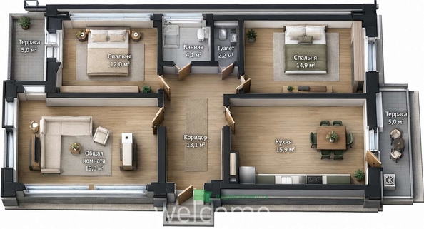 
  Продается 3-комн. квартира 90 м². Фото 18.