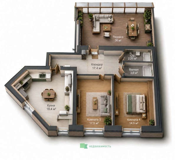 
  Продается 2-комн. квартира 77 м². Фото 1.