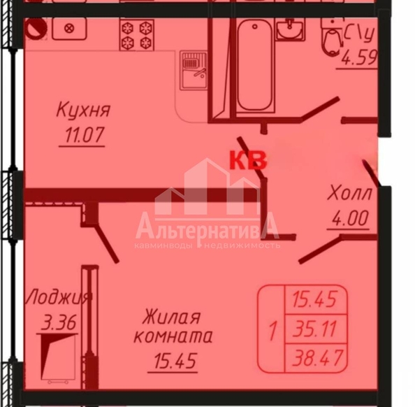 
  Продается 1-комн. квартира, 38.47 м², 40 лет Октября ул
. Фото 6.