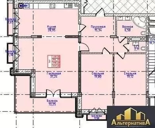 
  Продается 3-комн. квартира 131.35 м². Фото 4.