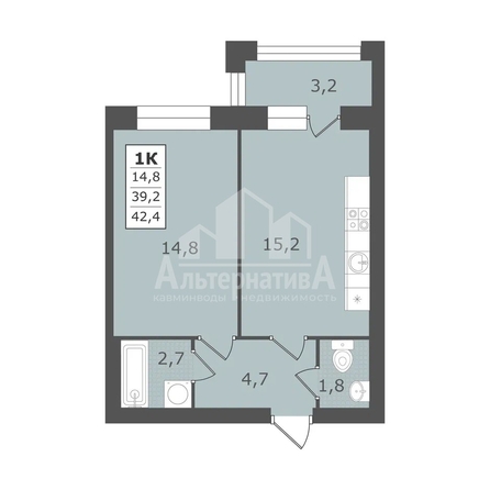 
  Продается 1-комн. квартира 42.4 м². Фото 1.