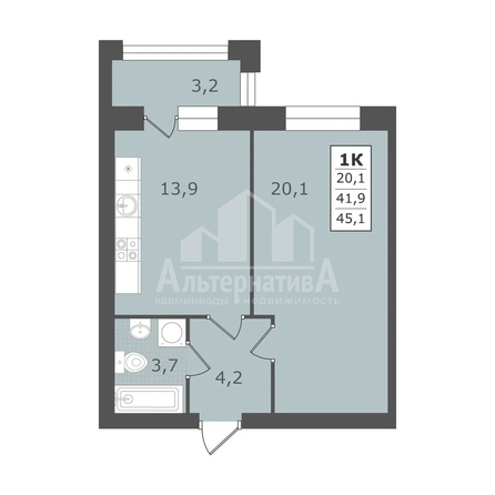 
  Продается 1-комн. квартира 45.1 м². Фото 2.