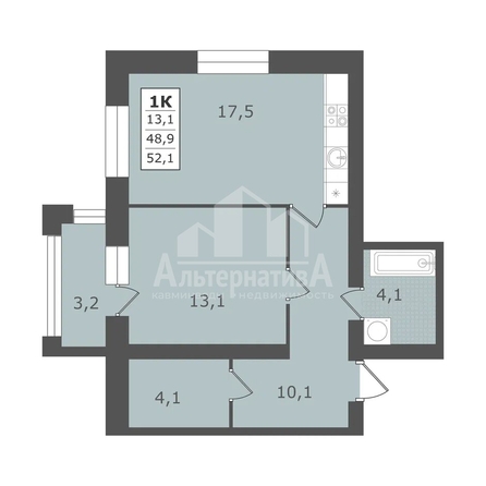 
  Продается 1-комн. квартира 52.1 м². Фото 1.