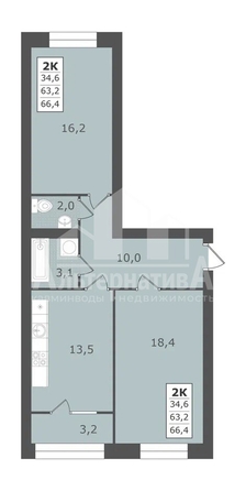 
  Продается 2-комн. квартира 66.4 м². Фото 1.
