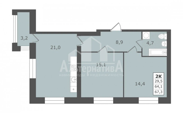 
  Продается 2-комн. квартира, 67.3 м², Им. Рыбникова ул
. Фото 1.