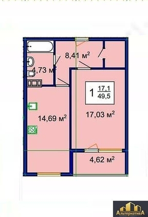 
   Продам 1-комнатную, 49.5 м², Замковая ул

. Фото 3.