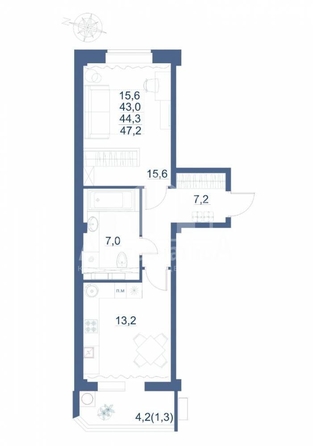
  Продается 1-комн. квартира 44.8 м². Фото 5.
