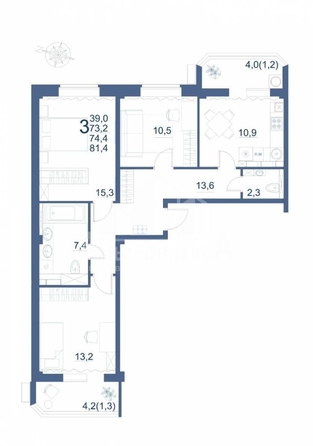 
   Продам 3-комнатную, 81.4 м², Шмидта ул

. Фото 1.