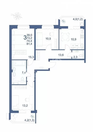 
  Продается 3-комн. квартира 81.4 м². Фото 1.
