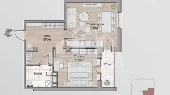 
  Продается 1-комн. квартира 60 м². Фото 2.