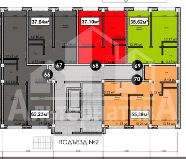 
   Продам 2-комнатную, 55.39 м², Благодатная ул

. Фото 6.