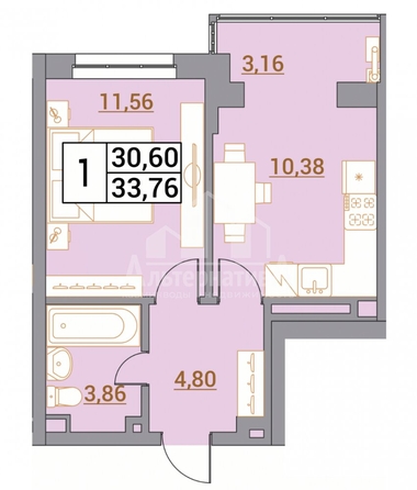 
  Продается 1-комн. квартира, 33.76 м², Советская ул
. Фото 1.