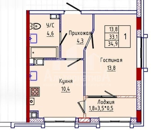
  Продается 1-комн. квартира, 34.9 м², Катыхина ул
. Фото 13.
