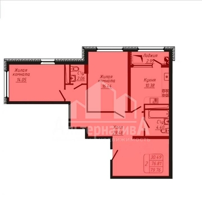 
  Продается 2-комн. квартира, 79.8 м², 40 лет Октября ул
. Фото 2.