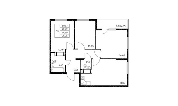 
  Продается 3-комн. квартира 76.75 м², в ЖК Звезда Столицы 2. Фото 1.
