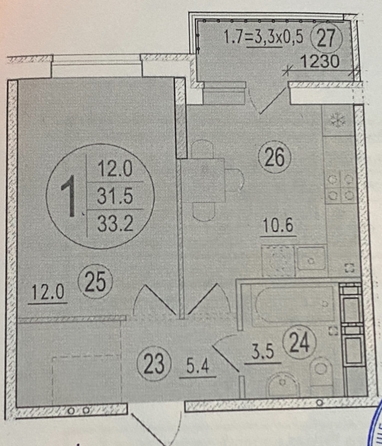 
  Продается 1-комн. квартира 33 м². Фото 13.