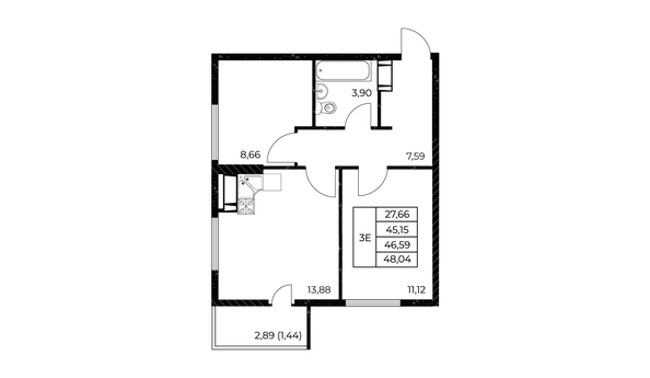 
  Продается 2-комн. квартира 48.04 м², в ЖК Звезда Столицы 2. Фото 1.