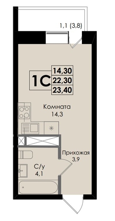 
  Продается студия 23.4 м², в ЖК Ботаника, дом 1. Фото 1.