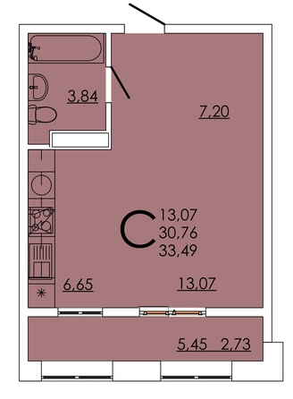 
  Продается студия 33.3 м², в ЖК Фрейм, 11Б. Фото 1.