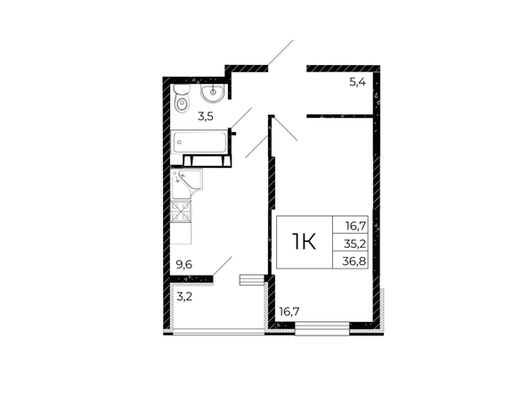 
  Продается 1-комн. квартира 36.25 м², в ЖК Флора, литера 2.2. Фото 1.