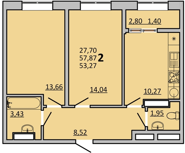 
  Продается 2-комн. квартира 53.2 м², в ЖК Фрейм, 11Б. Фото 1.