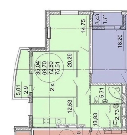 
  Продается 3-комн. квартира 75.5 м². Фото 23.