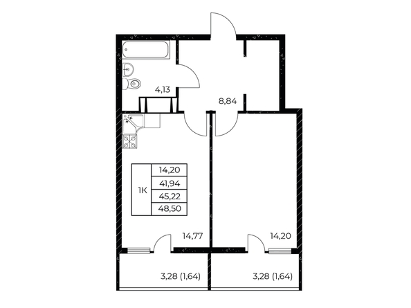 
  Продается 1-комн. квартира 48.5 м², в ЖК Звезда Столицы 2. Фото 1.