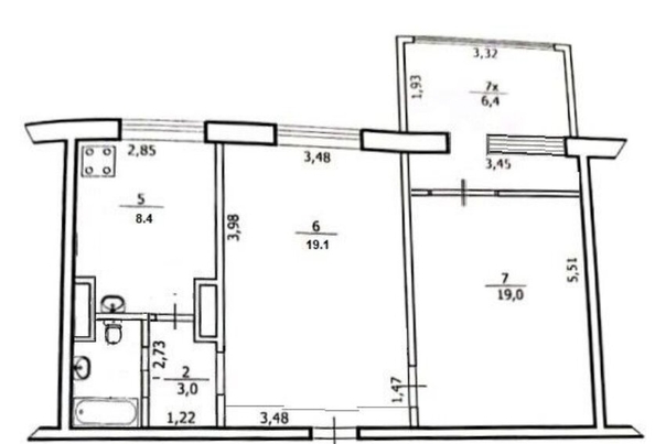 
  Продается 2-комн. квартира 52.4 м². Фото 12.