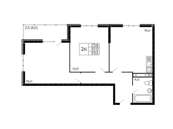 
  Продается 2-комн. квартира 59.5 м². Фото 1.