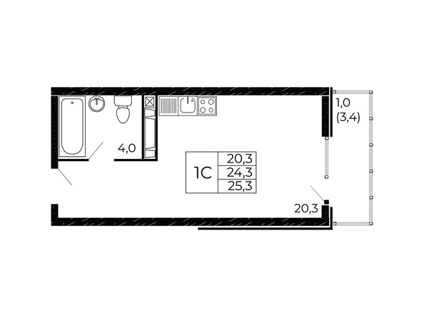 
  Продается студия 25.3 м². Фото 1.