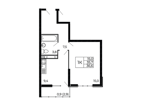 
  Продается 1-комн. квартира 36.6 м². Фото 1.