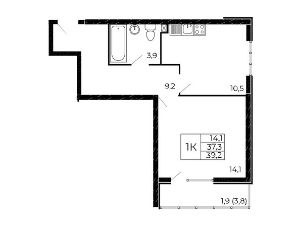 
  Продается 1-комн. квартира 39.2 м². Фото 1.