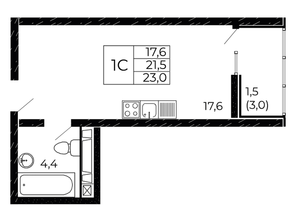 
  Продается студия 23.45 м². Фото 1.