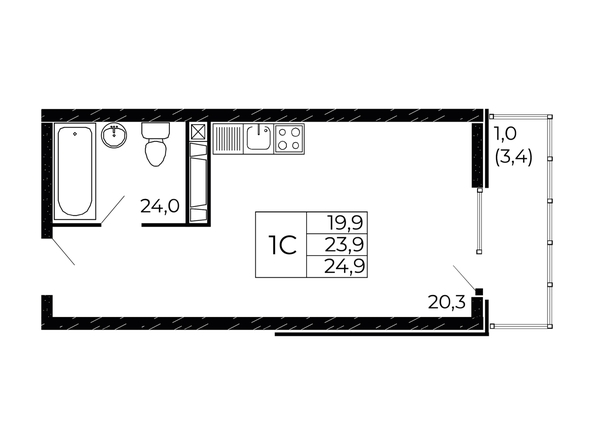 
  Продается студия 25.19 м². Фото 1.