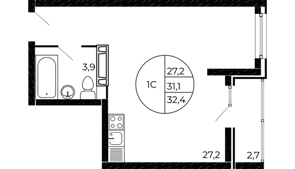 
  Продается студия 31.75 м². Фото 1.