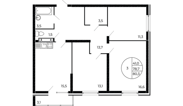 
  Продается 3-комн. квартира 79.65 м². Фото 1.