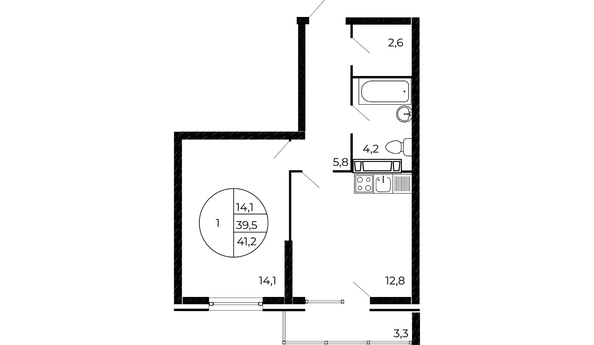 
  Продается 1-комн. квартира 40.75 м². Фото 1.
