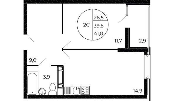 
  Продается 2-комн. квартира 40.4 м². Фото 2.