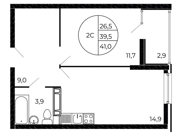 
  Продается 2-комн. квартира 41 м². Фото 1.