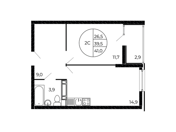 
  Продается 2-комн. квартира 40.6 м². Фото 2.