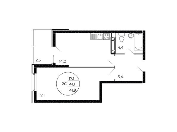 
  Продается 1-комн. квартира 41.29 м². Фото 1.