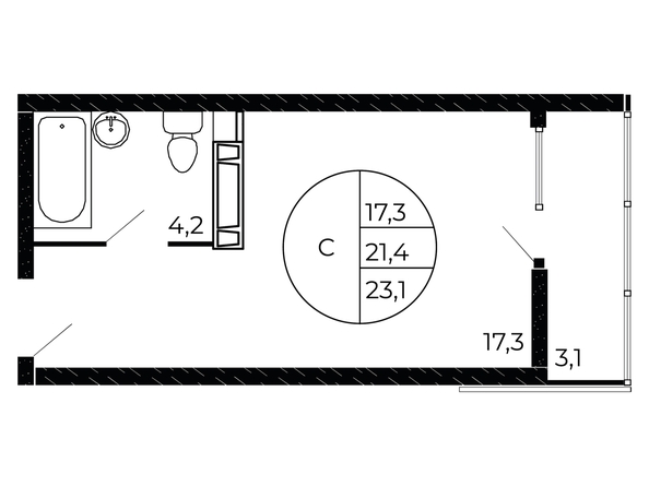 
  Продается студия 22.65 м². Фото 1.