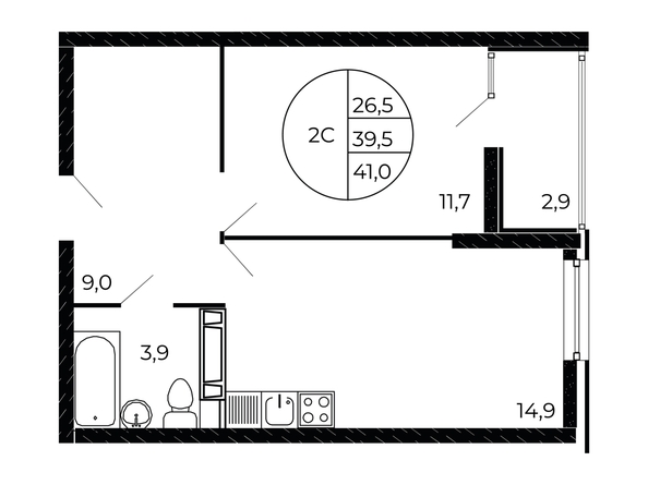 
  Продается 2-комн. квартира 40.55 м². Фото 1.